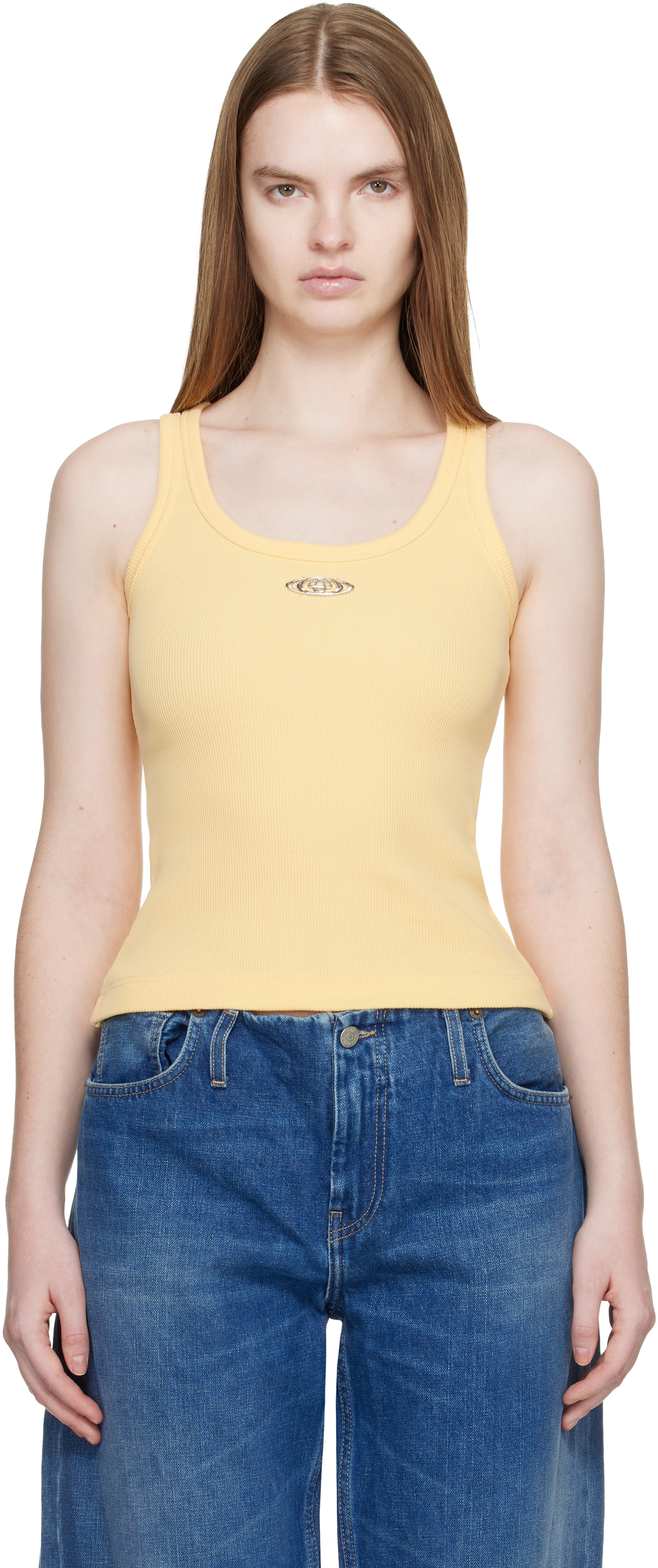 Yellow Corrosion Ribbed Tank Top