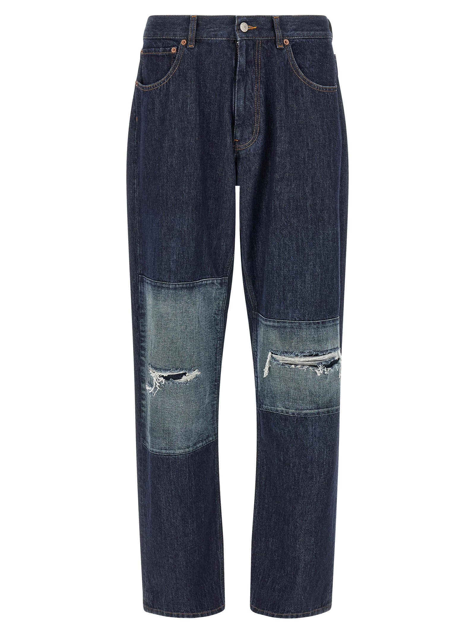 Patchwork Insert Jeans — Indigo
