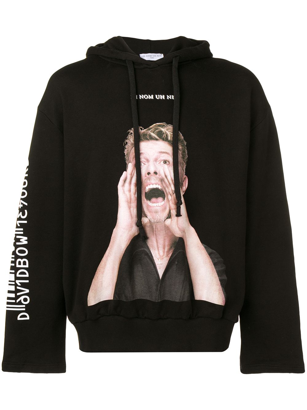 David Bowie print hoodie - Black