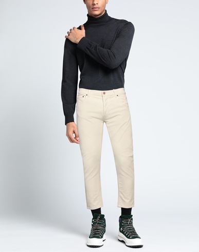 Man Pants Beige Size 34 Cotton, Elastane
