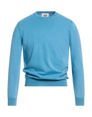 Man Sweater Azure Size 40 Cotton