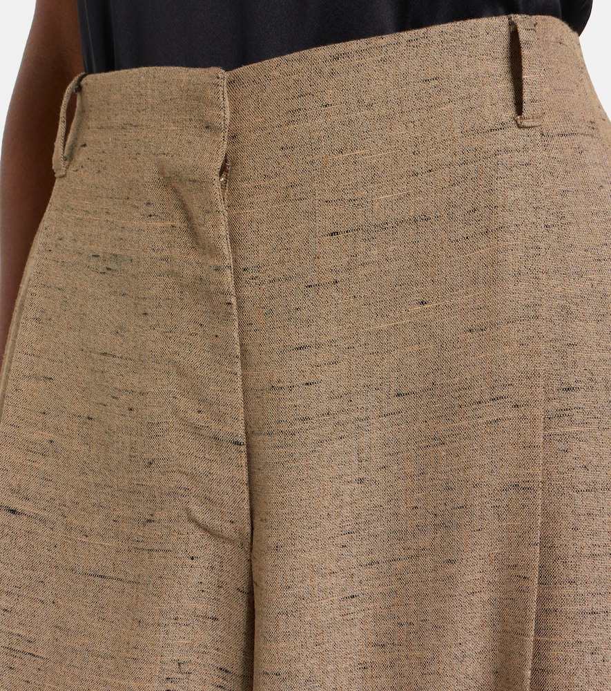 Pleated belted wide-leg pants