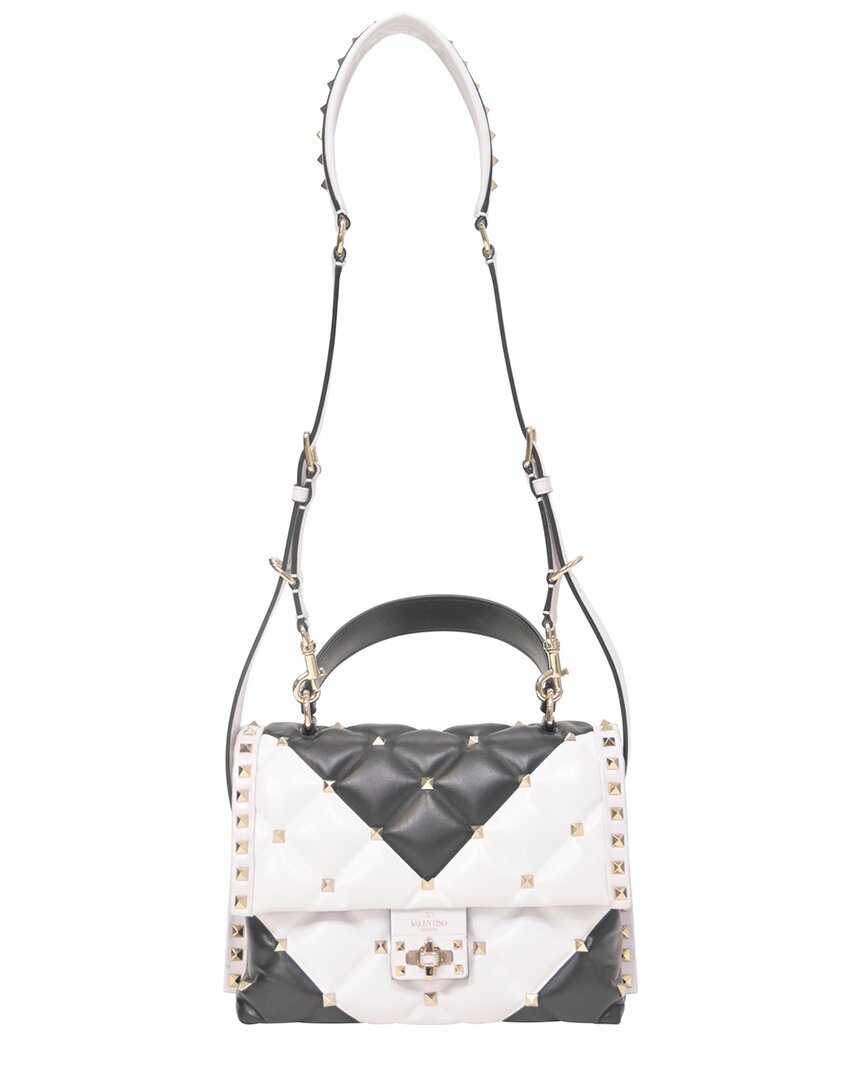 Black and White Leather Medium Candystud Top Handle Bag (Authentic  Pre-Loved)