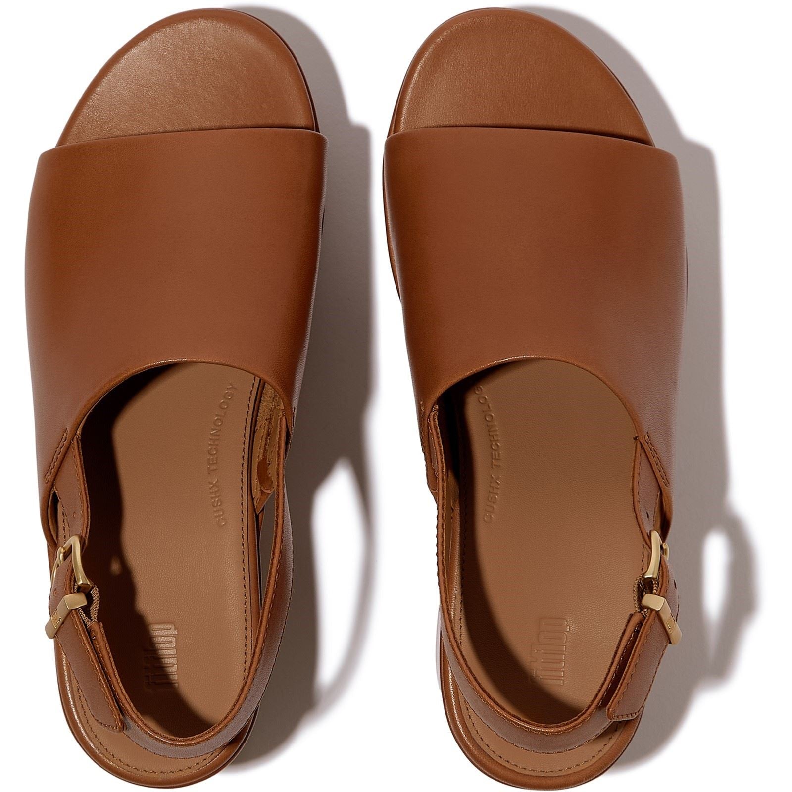 Fitflop Platfforms Heeled Backstrap Leather Women's Deep Tan Sanda