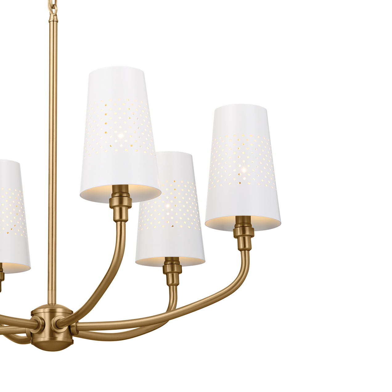 Brushed Natural Brass Six Light Chandelier from the Adeena Collection