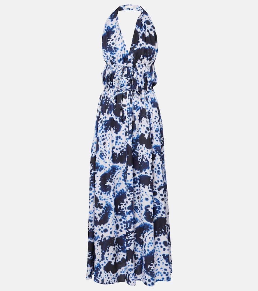 Printed halterneck maxi dress