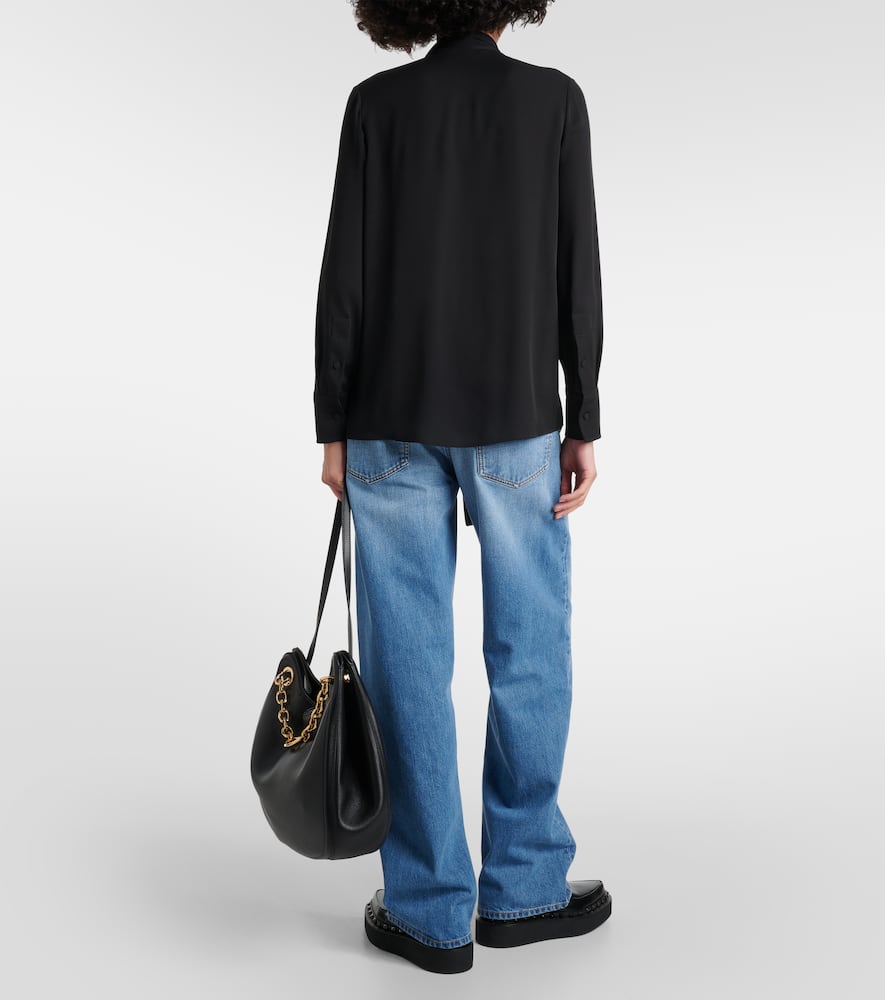 Tie-neck silk georgette blouse