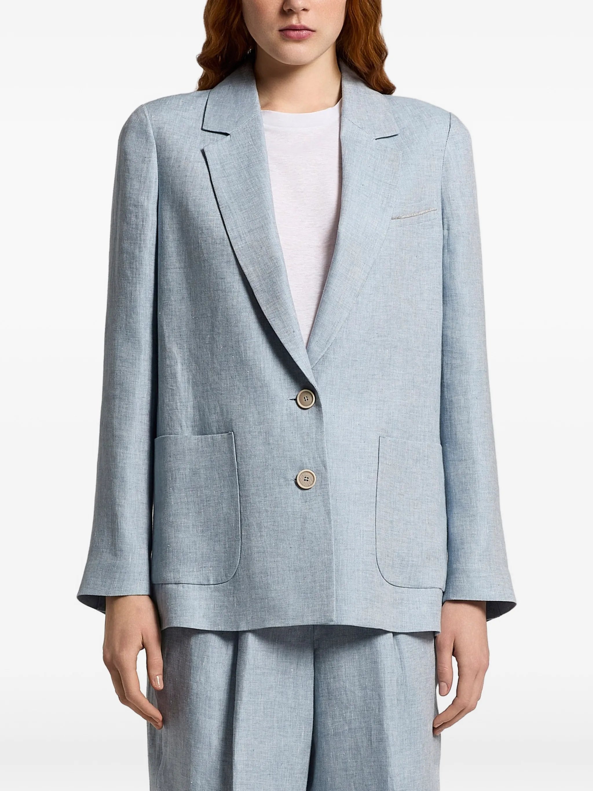 Button Patch-Pocket Blazer — Blue