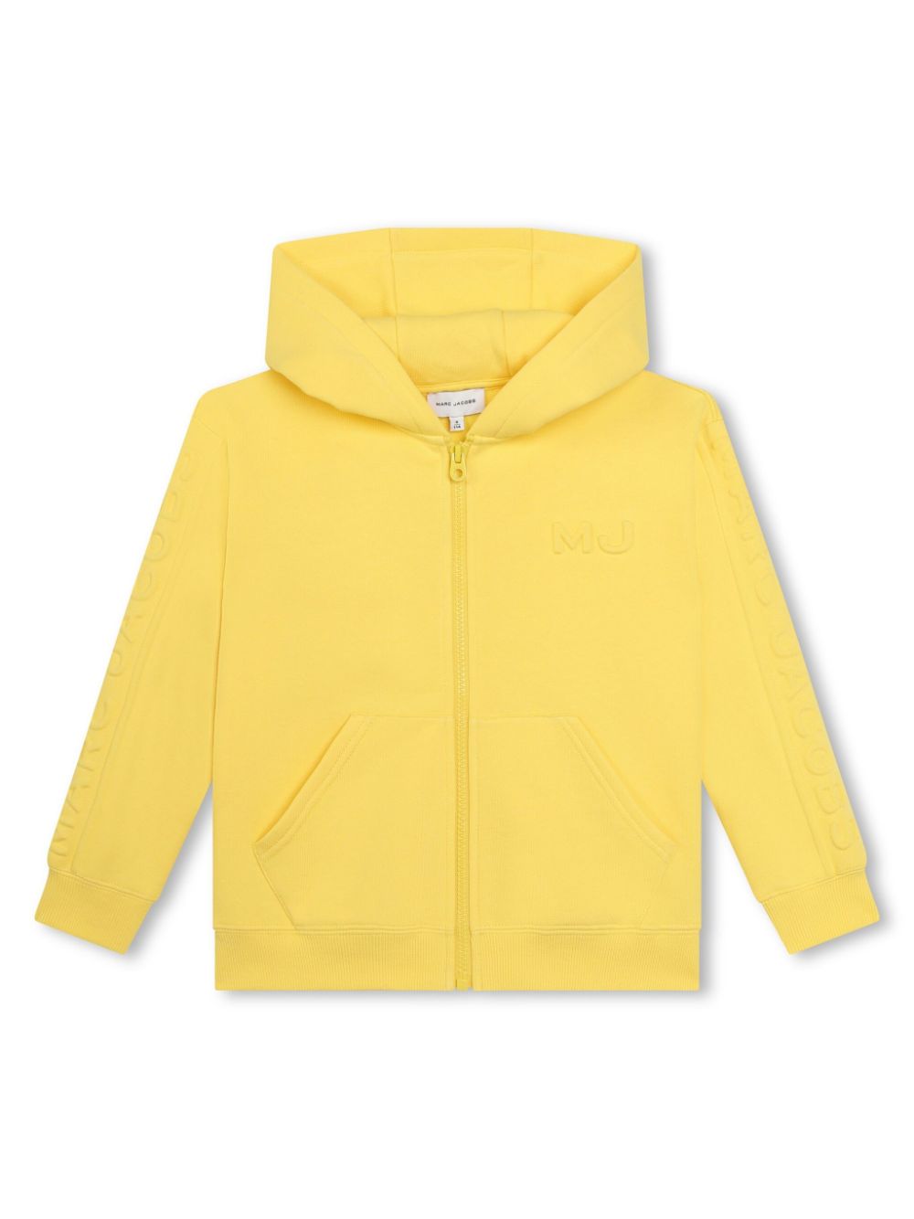 Logo-embossed zip-up hoodie - Yellow