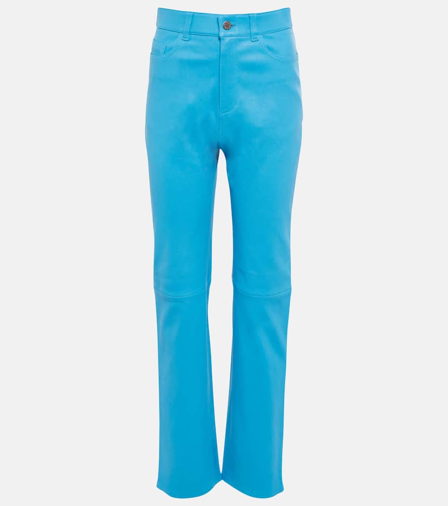 Terry high-rise straight leather pants