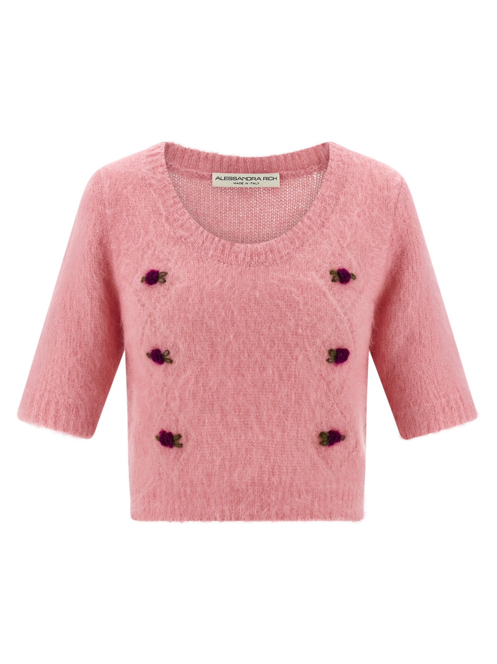 Embroidered Mohair Wool Cardigan — Pink
