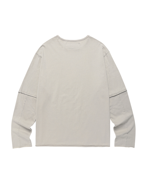 CUT-OFF LAYERED LS TEE BEIGE