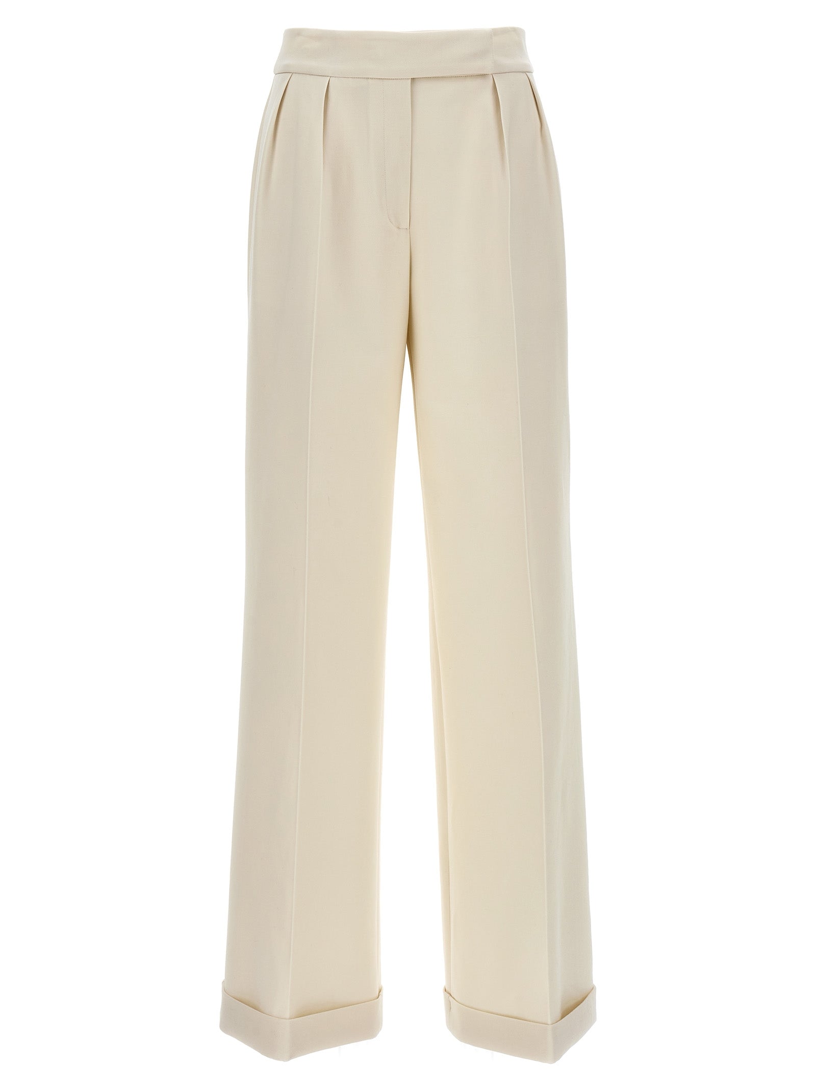 Virgin Wool Wide-Leg Trousers — White