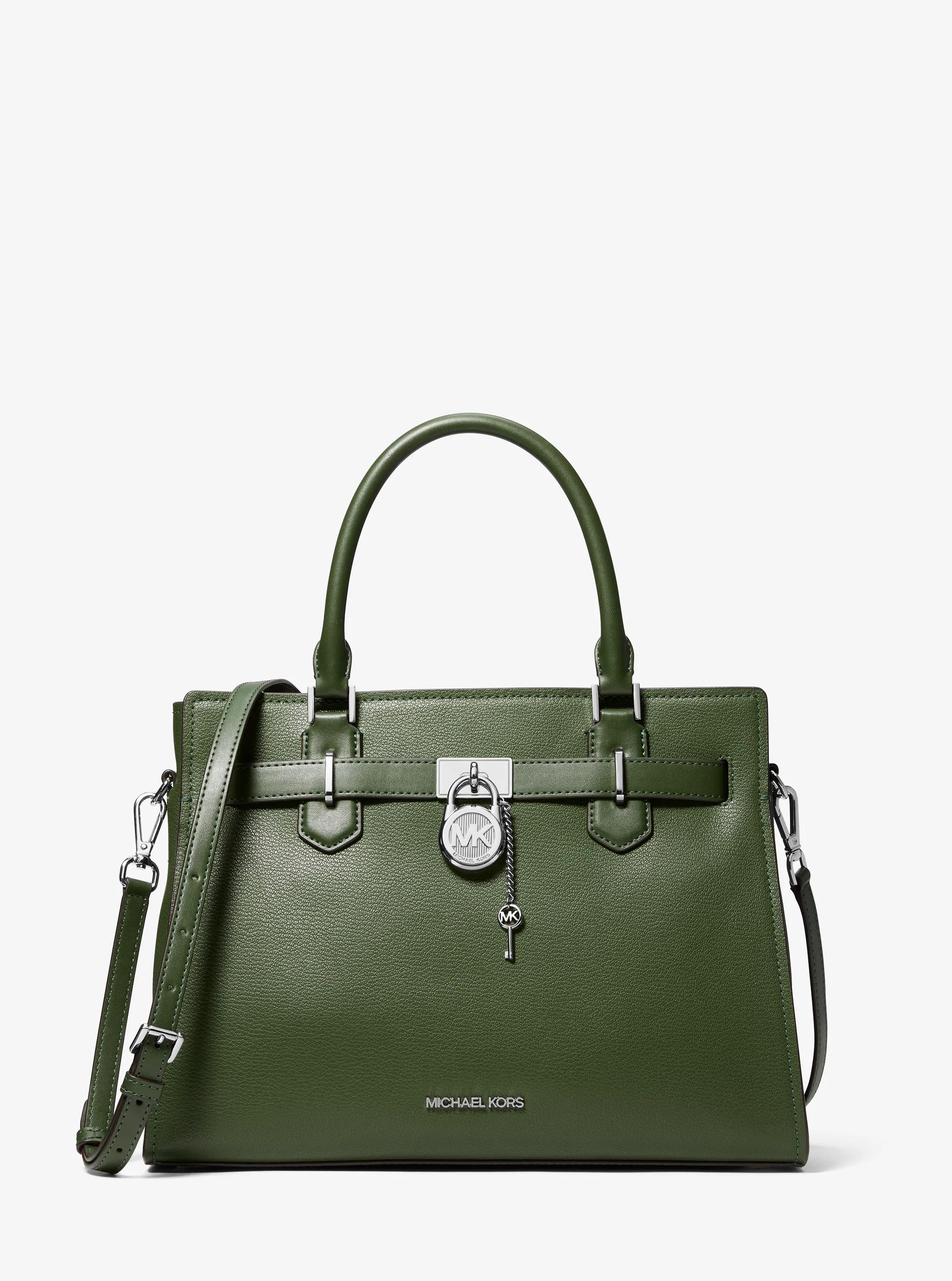 Landon Medium Leather Satchel in Green - One Size