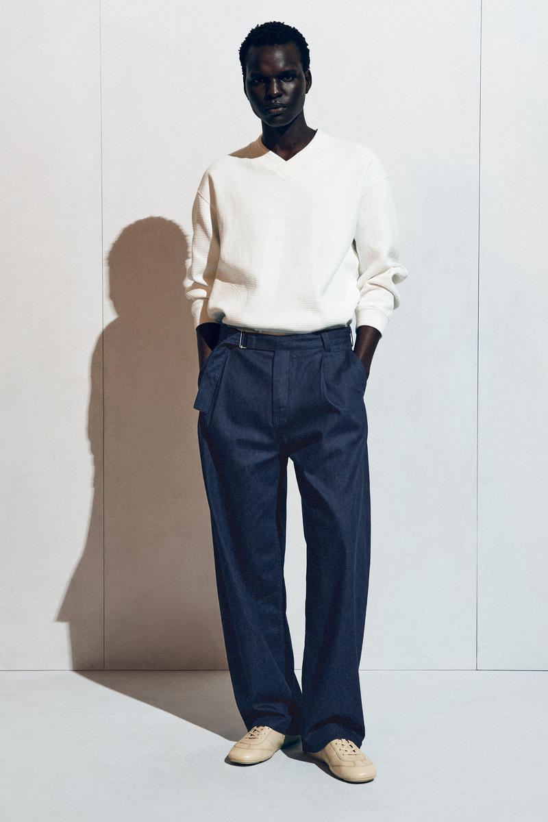 Belted Denim Relaxed-Fit Barrel-Leg Pants