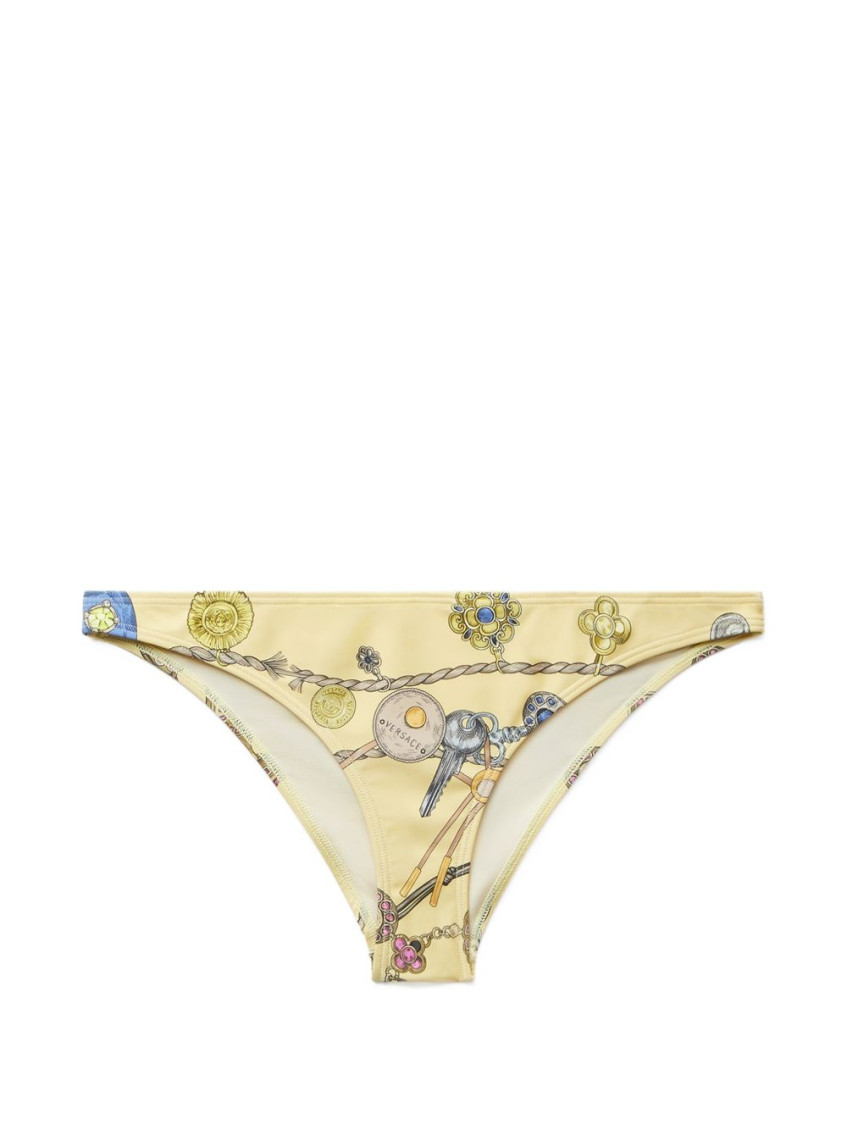 Beige Printed Bikini Bottom Swimwear