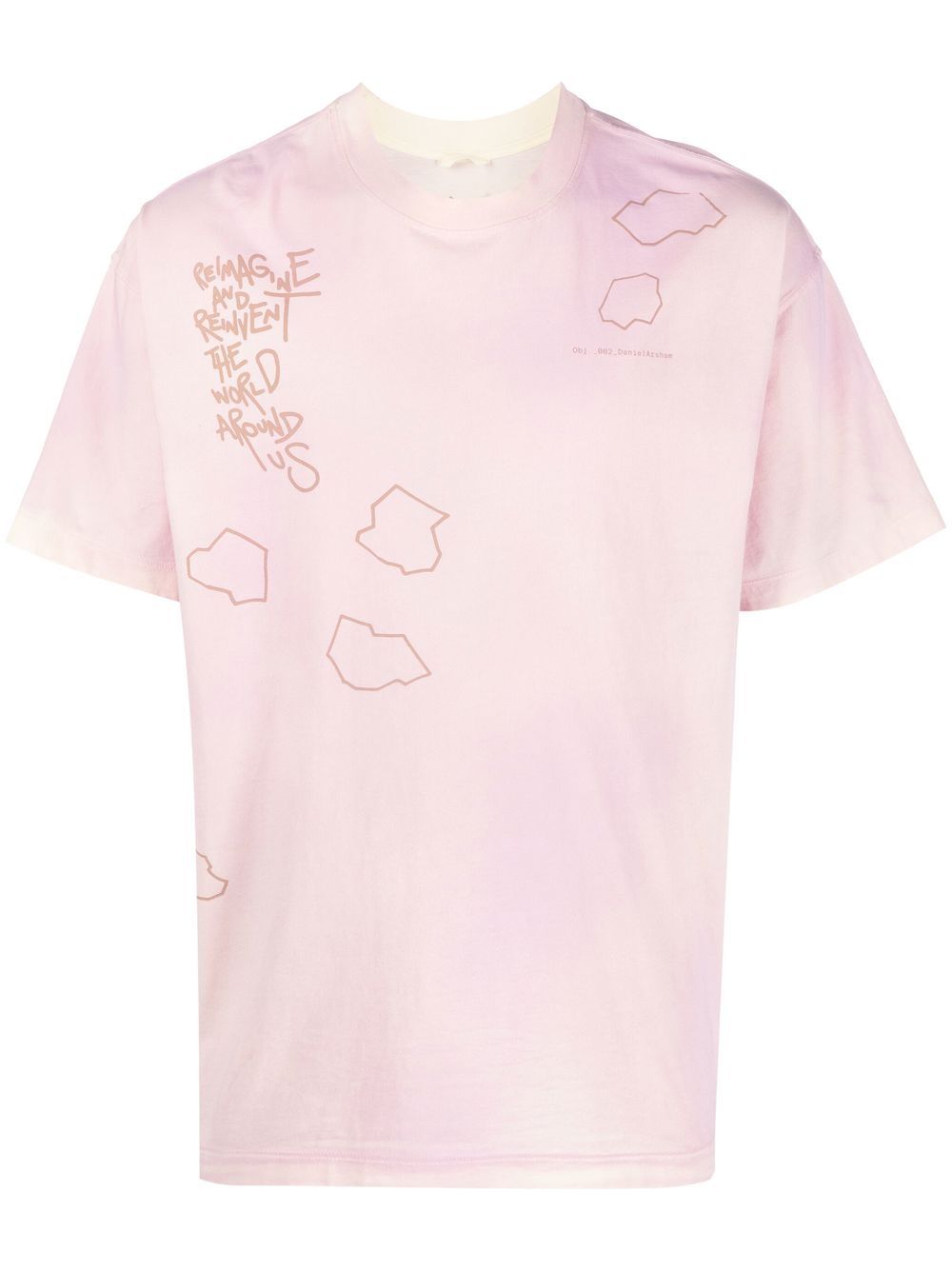 Graphic-print distressed-effect T-shirt - Pink