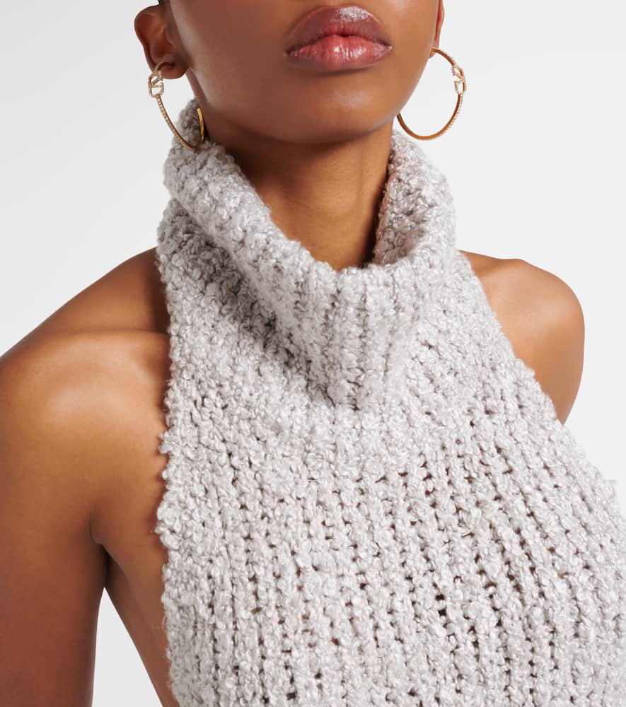 Turtleneck silk bouclé maxi dress