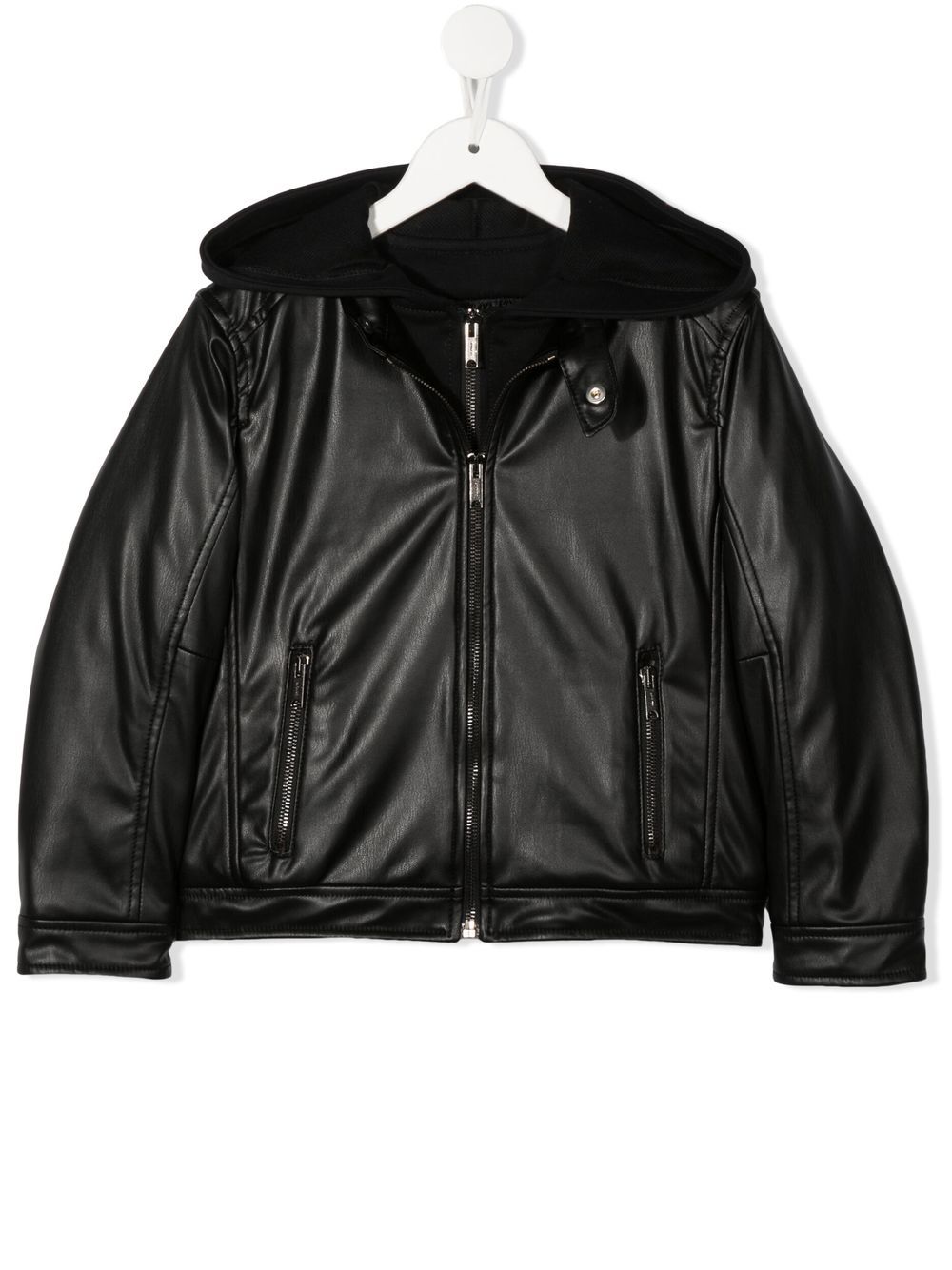 Hooded zipped-up jacket - Black