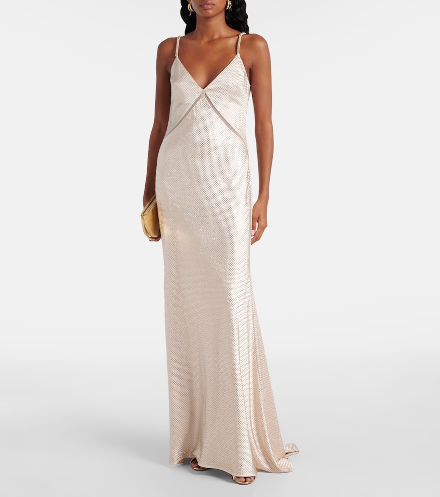 Embellished satin gown