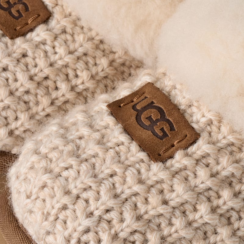 ® Toddlers' Cozy II Knit Sheepskin Slippers in Cream