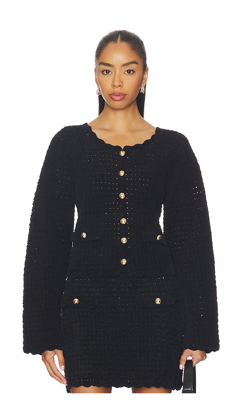 Ganni CARDIGAN CHINILLE in Black. Größe L. Also in M