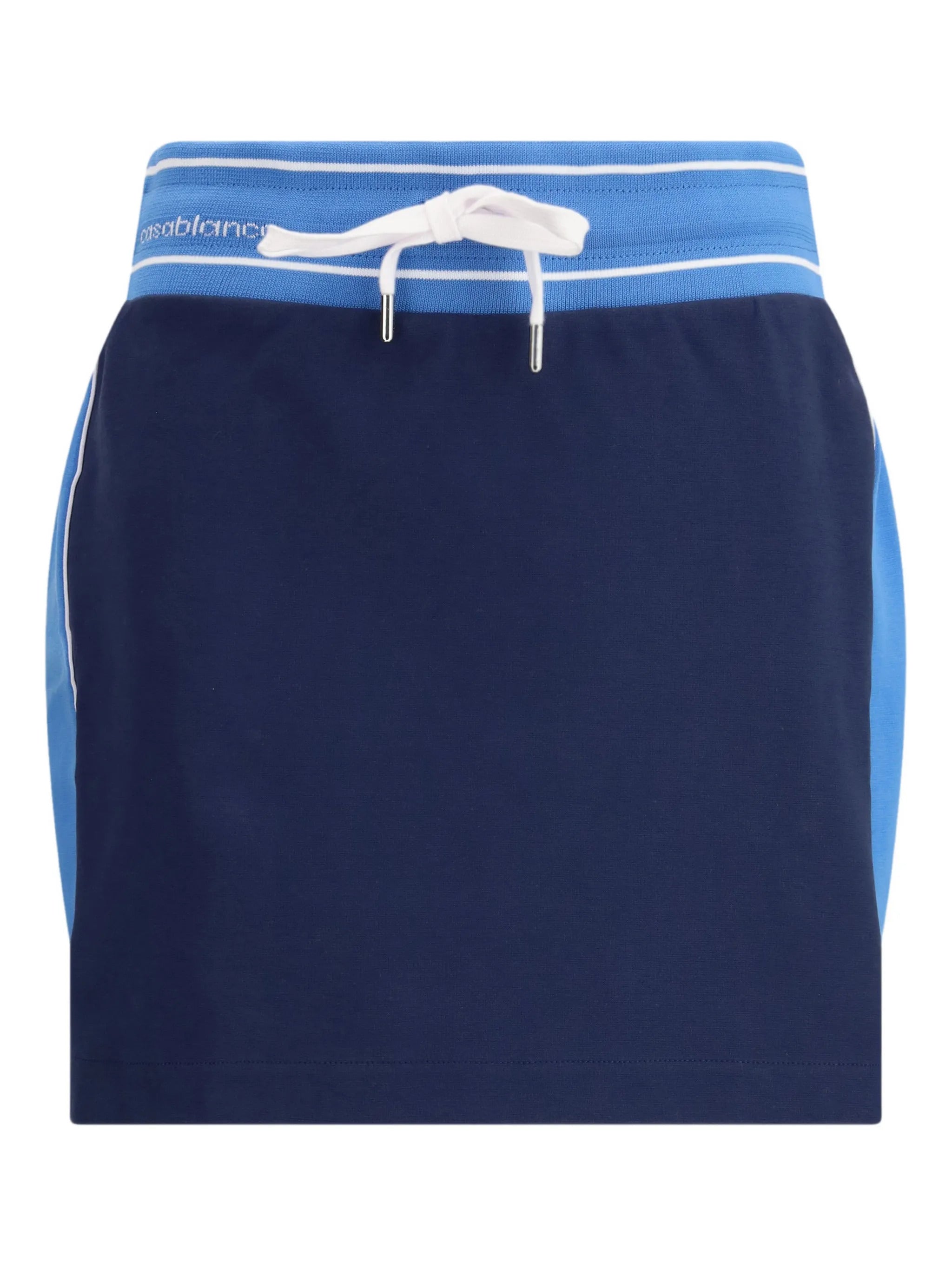 Logo-Detail Panelled Drawstring Skirt with Side Stripe and Elastic Waistband