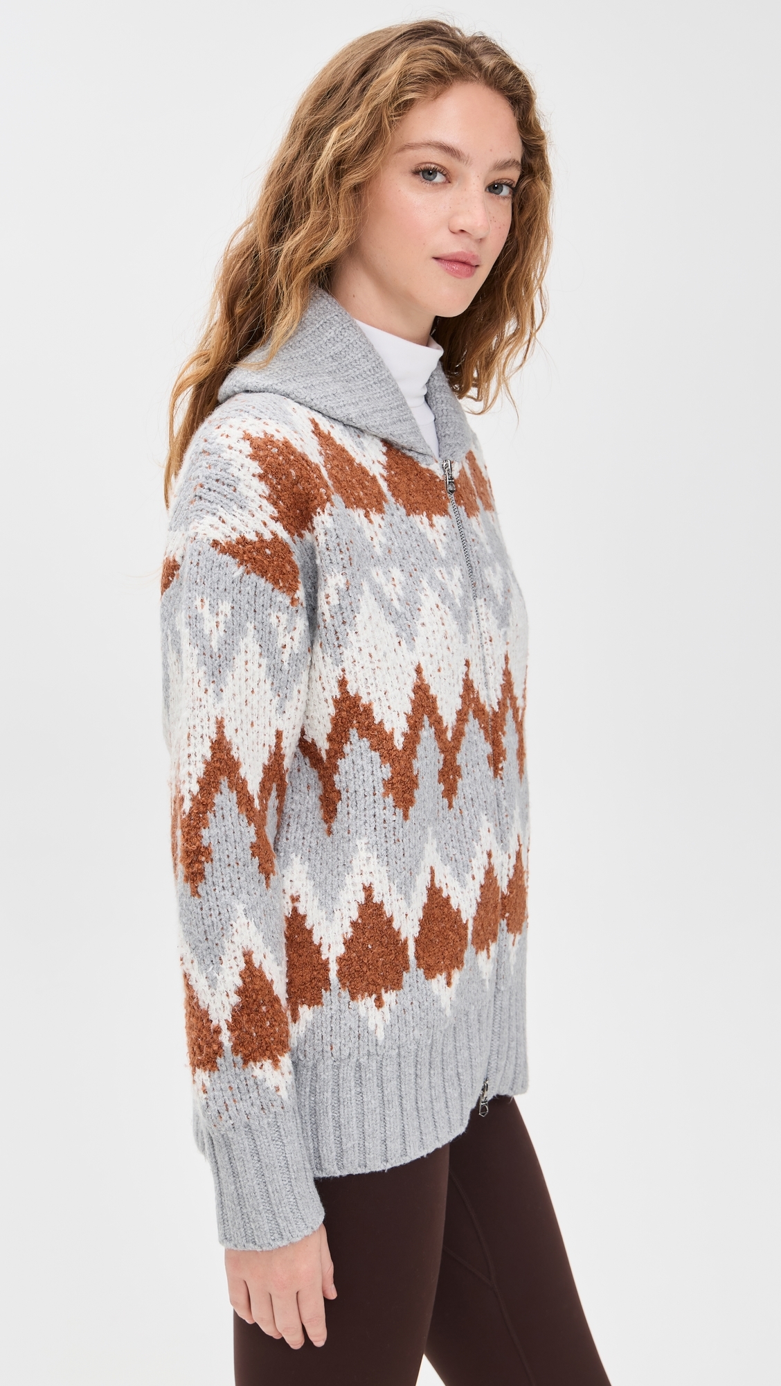 Brockley Jacquard Knit Jacket Grey Melange 