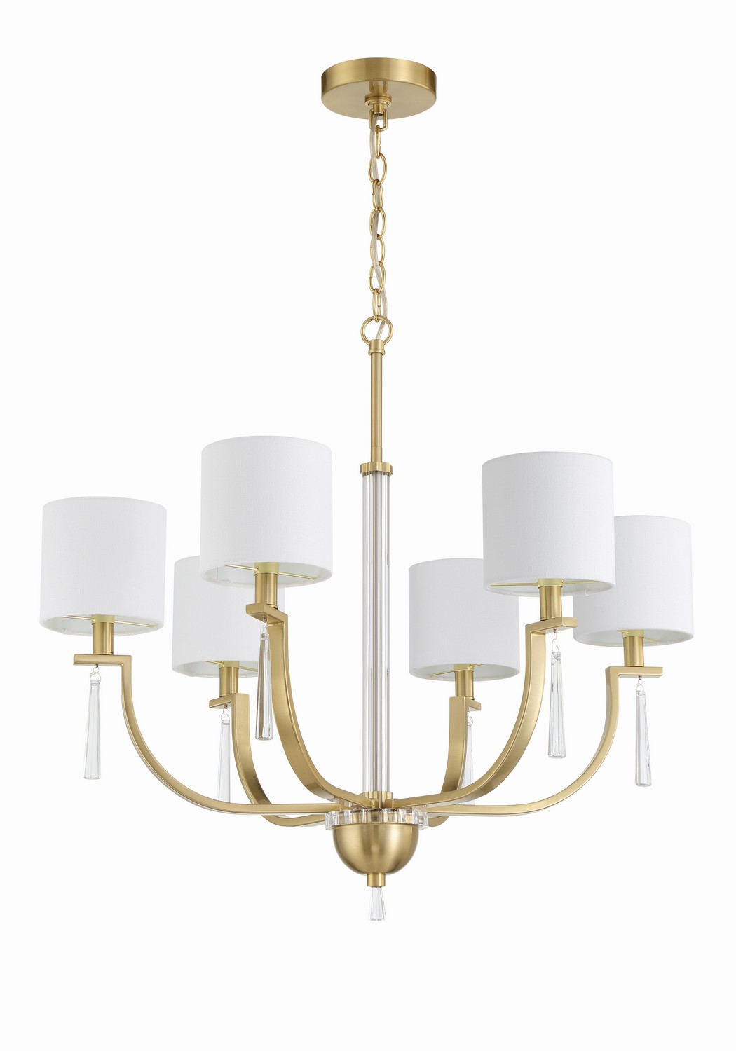 Satin Brass Six Light Chandelier from the Fortuna Collection