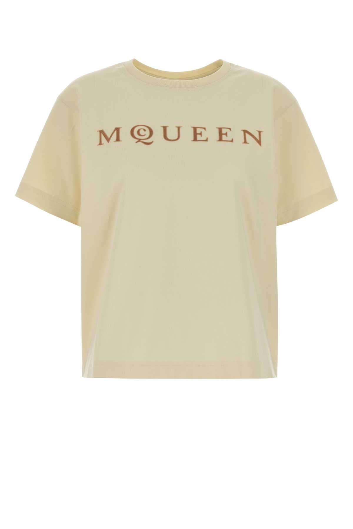 Logo-Embroidered Cotton T-Shirt — Beige