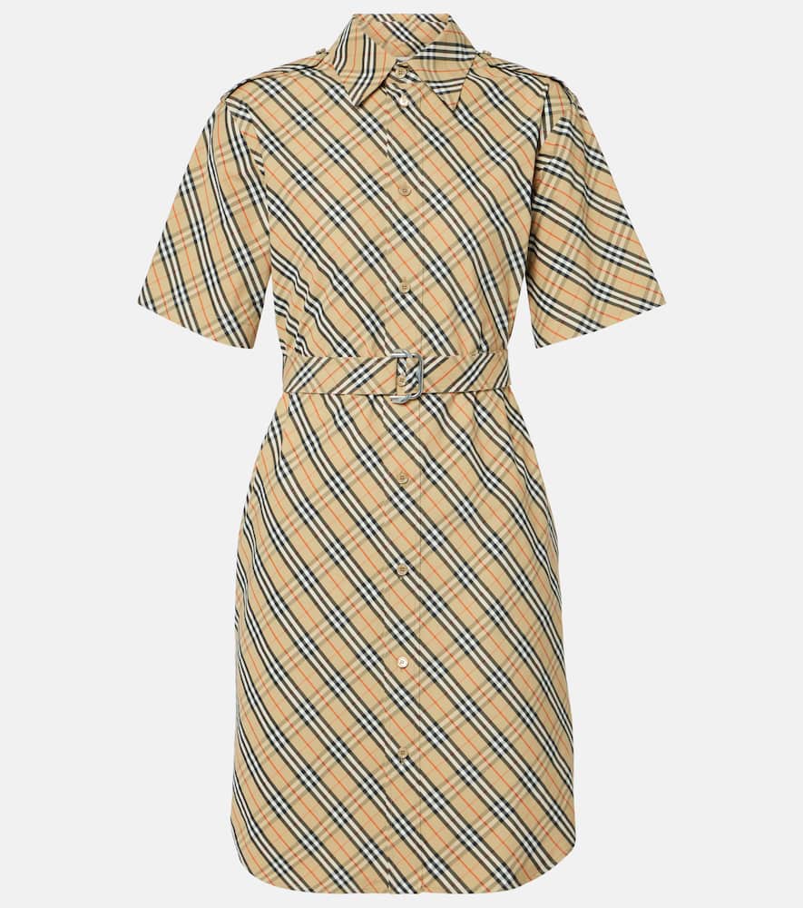 Check cotton shirt dress