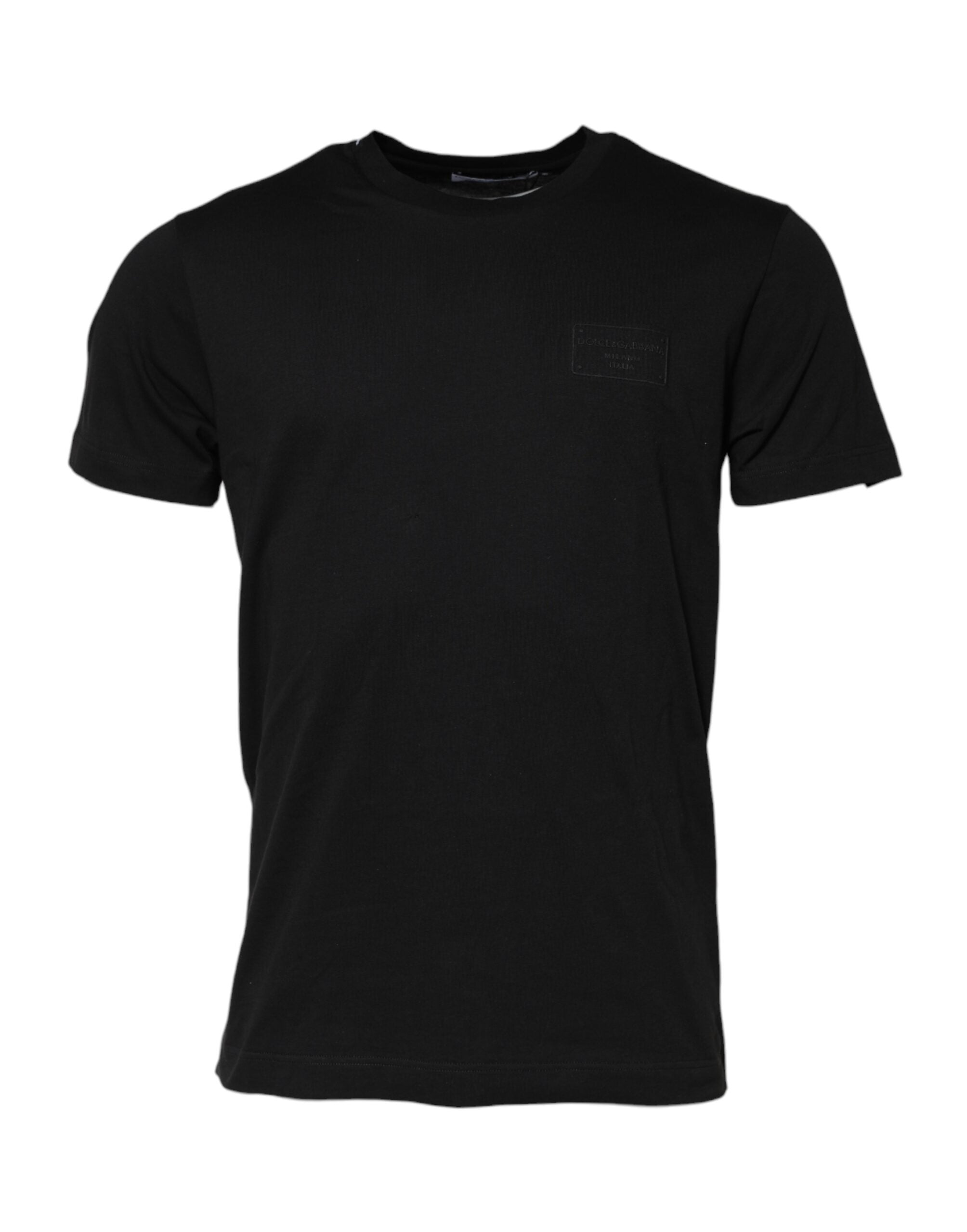 Logo-Plaque Cotton Crew Neck T-Shirt — Black