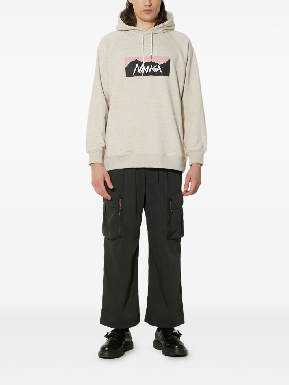 Logo-print hoodie - Neutrals