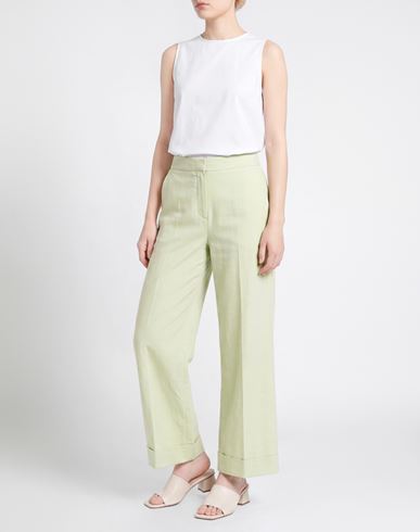 Woman Pants Light green Size 12 Cotton, Wool, Polyamide, Elastane