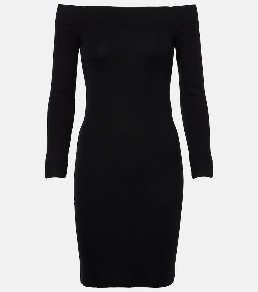 Off-shoulder cashmere and silk minidress