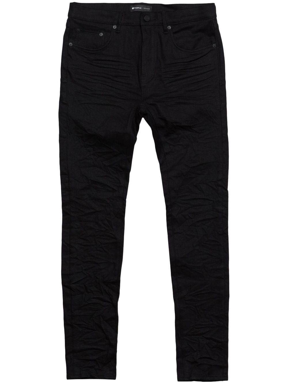 Crinkled slim-cut jeans - Black