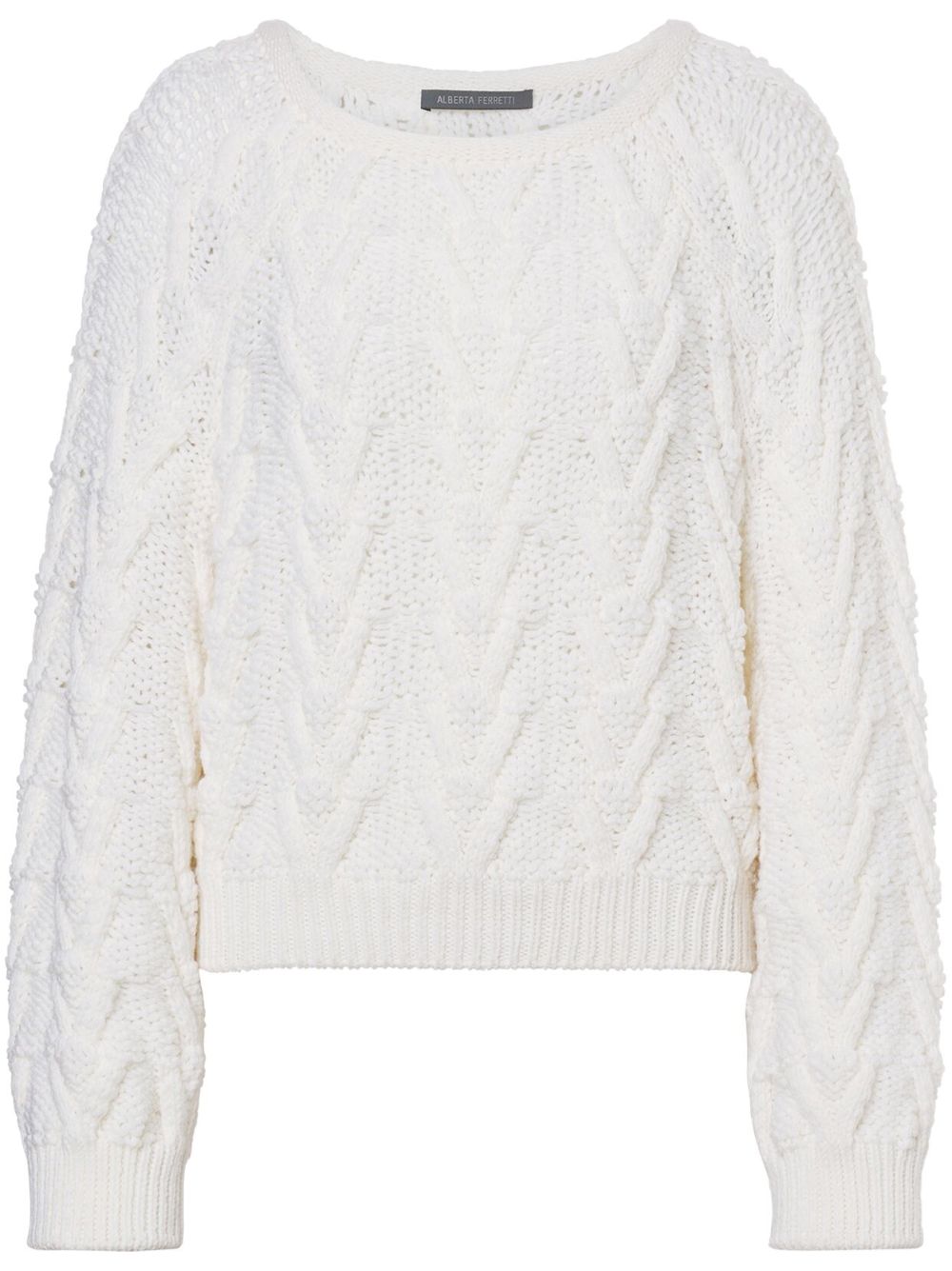 Cable-knit virgin wool jumper - White