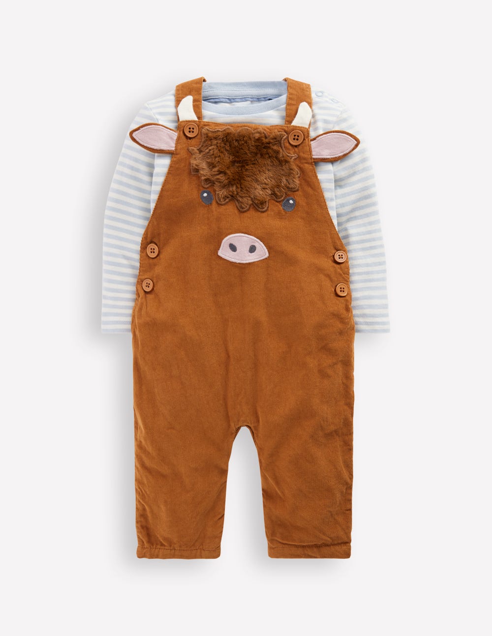 Baby Novelty Cord Overalls Set in Brown | Size 0-3 Months