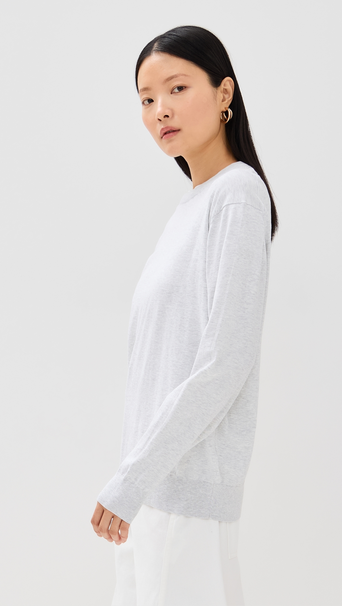 Super Fine Gauge Perfect Pullover Light Heather Grey
