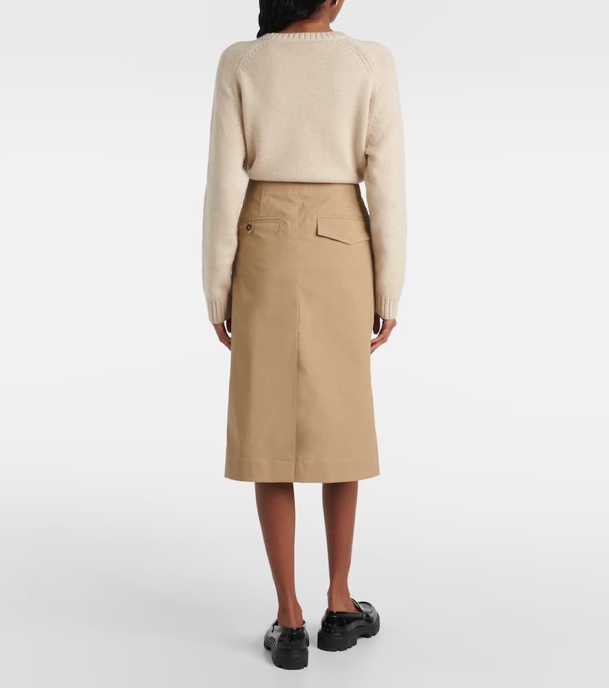 Tie-detail coated cotton midi skirt
