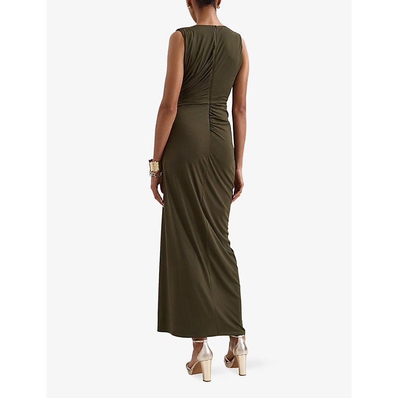 Womens Cassidy Round-Neck Draped Stretch-Woven Maxi Dress