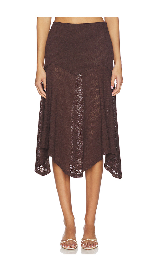 Runaway The Label Roxelle Handkerchief Midi Skirt in Bitter Chocolate. M also in L, S, XL