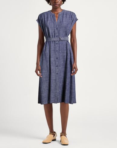 Woman Midi dress Blue Size 10 Polyester, Viscose, Linen