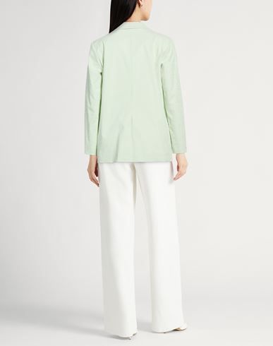 Easy Woman Blazer Light green Size 6 Cotton, Elastane