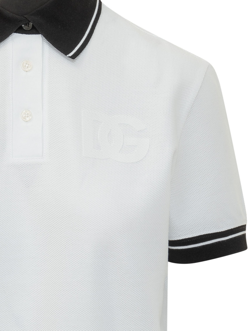 White Logo Shirt Collar Polo