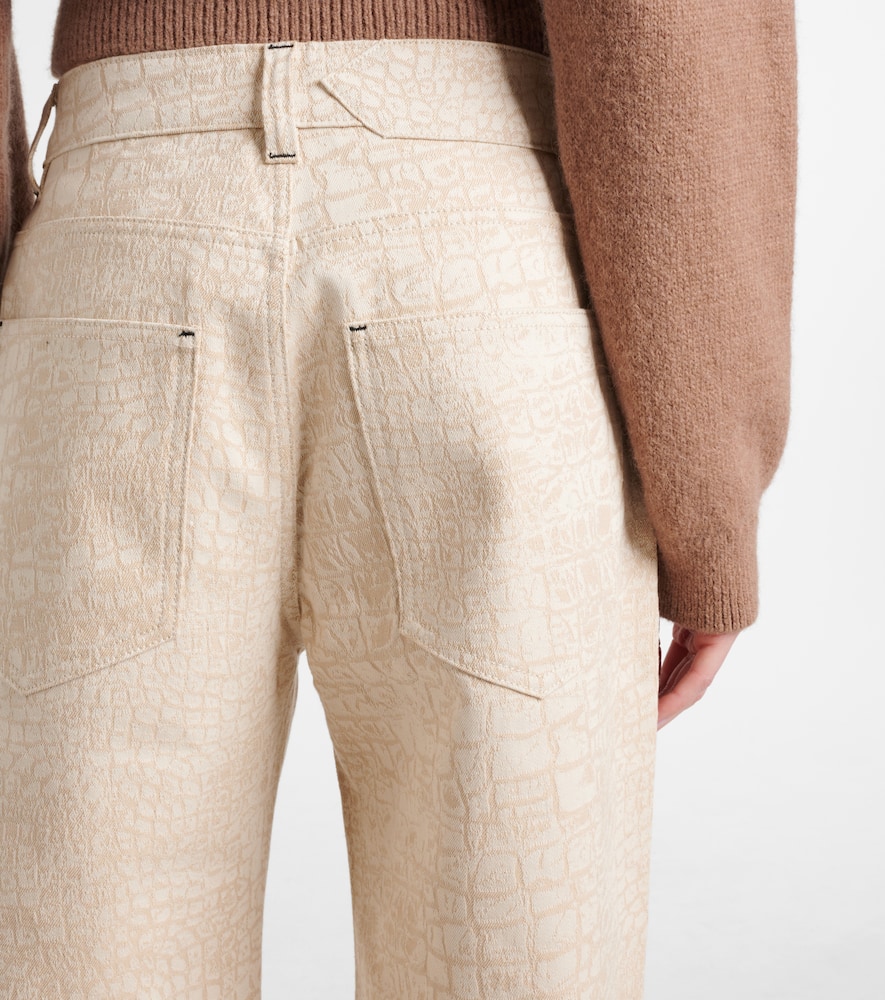 Croc-effect wide-leg jeans