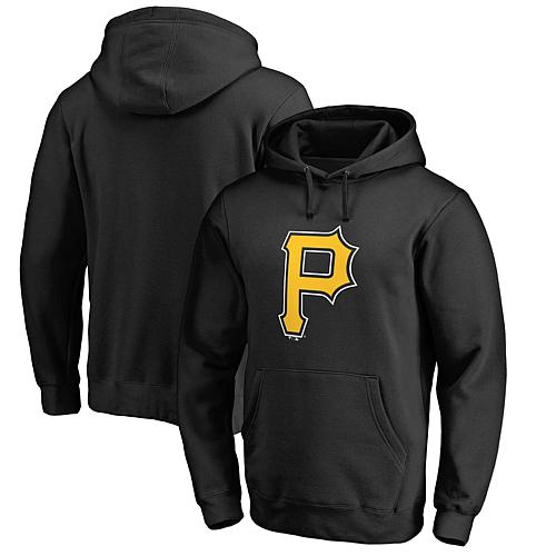 Men's Fanatics Black Pittsburgh Pirates Official Logo Fitted Pullover Hoodie