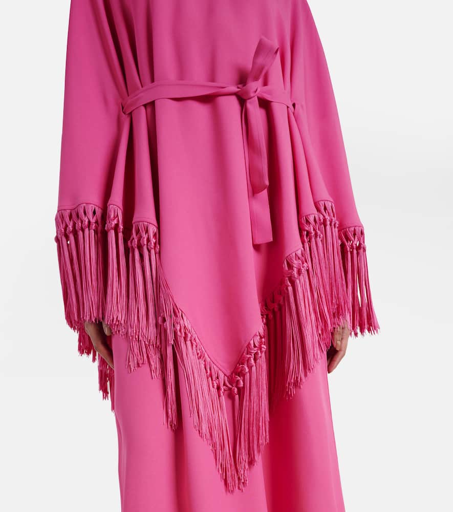Fringed crêpe cady kaftan