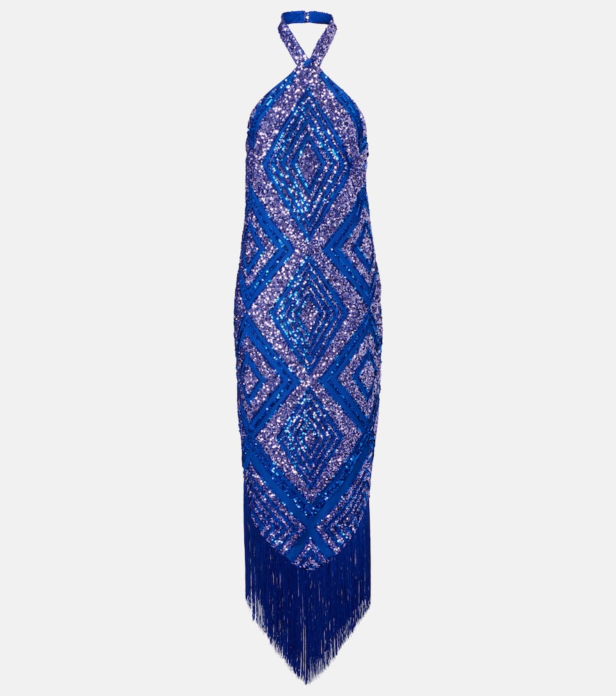Nina fringed sequined maxi dress