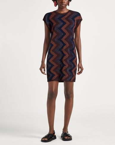 Woman Mini dress Dark brown Size ONESIZE Viscose, Polyester, Metallic Polyester, Polyamide